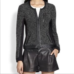 Rag & Bone Paula Knit Jacket Black Leather Trim
